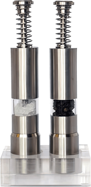 Spring Action Stainless Salt and Pepper Grinder Set