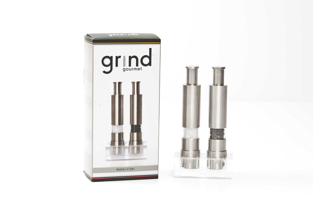 Salt and Pepper Grinder Set, Original Pump are Refillable, Modern Thumb  Press Grinder